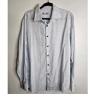 Tasso Elba Paisley Stretch Medallion Floral-Print Shirt Size Large Light Blue